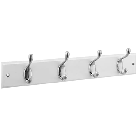 National Hardware National Hardware 18 in. L Satin Nickel White Wood Rail Hook Rack 1 pk S813-030